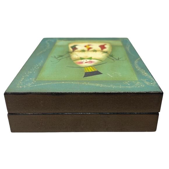 Lot Of 2 Snowman Stringing Socks & Stars Framed Picture by Fiddlestix 7" x 5" - Picture 3 of 14